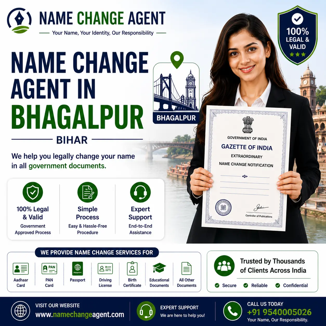 Name change agent in Bhagalpur Name change agent helping a client with Gazette documents in Bhagalpur