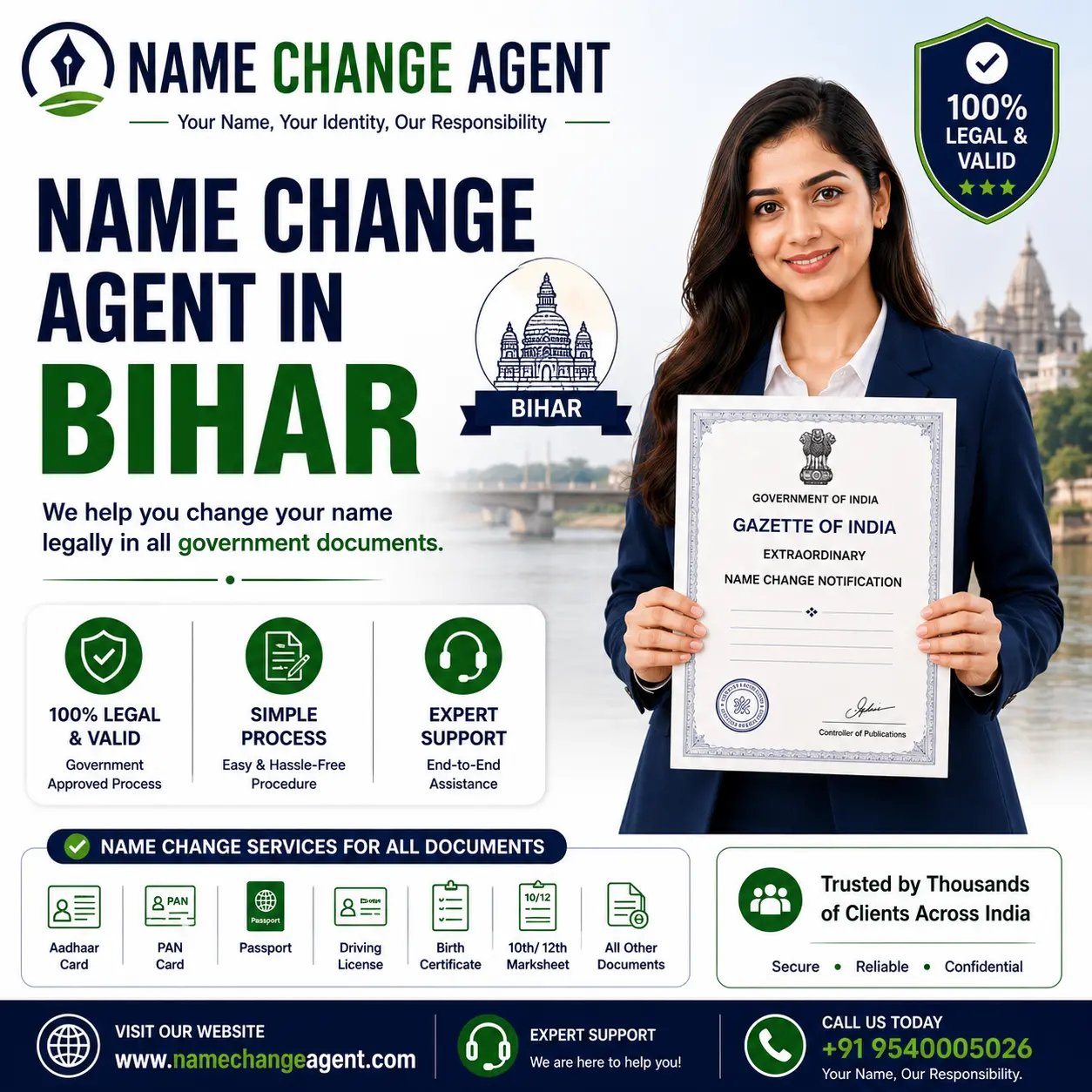 Name change agent in Bihar Name change agent helping a client with Gazette documents in Bihar
