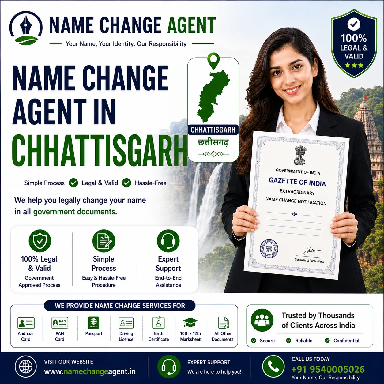 Name change agent in Chhattisgarh Name change agent helping a client with Gazette documents in Chhattisgarh