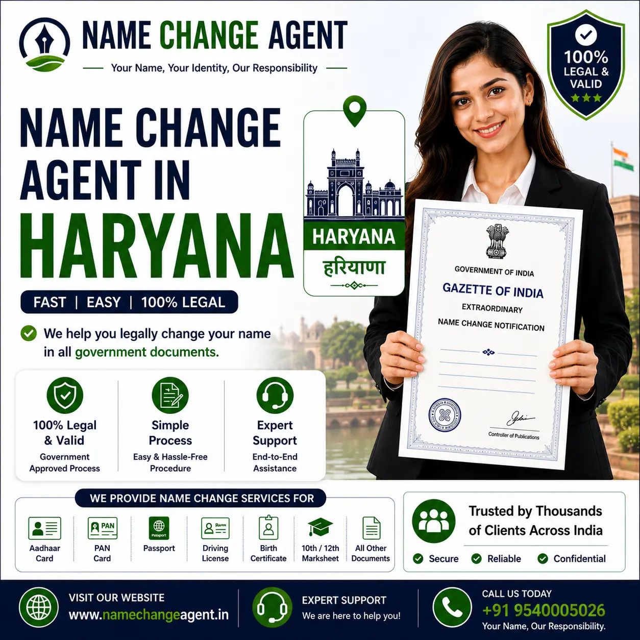 Name change agent in Haryana, Gazette notification service across all 22 districts