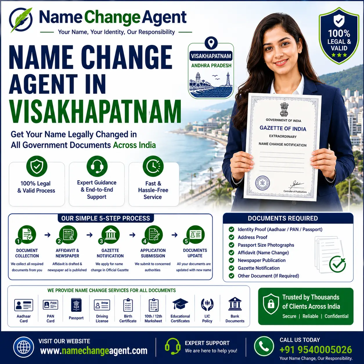 Name change agent in Visakhapatnam Name change agent helping a client with Gazette documents in Visakhapatnam